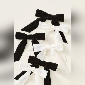 ANTHROPOLOGIE VELVET RIBBON ORNAMENT CLIPS CHRISTMAS HOLIDAY DECO Black & White